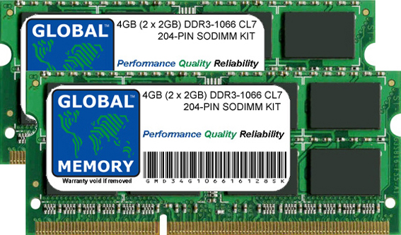 4GB (2 x 2GB) DDR3 1066MHz PC3-8500 204-PIN SODIMM MEMORY RAM KIT FOR MACBOOK (LATE 2008 - MID/LATE 2009 - MID 2010) & MACBOOK PRO (LATE 2008 - EARLY/MID/LATE 2009 - MID 2010)